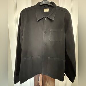 Nudie Jeans Barney Chore Jacket in Black Mid-weight Cotton Twill, Size XL.